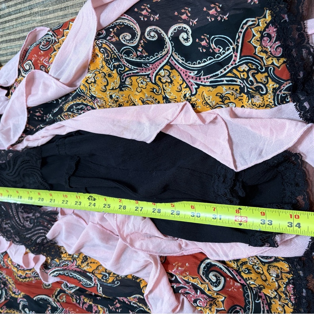 Boho Whimsygoth Black Gypsy Upcycled Lacey Summer Top Knee Length OOAK Sz L- Xl - Picture 5 of 12